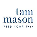 tam mason 'FEED YOUR SKIN' navy blue logo on white background for Tam Mason company