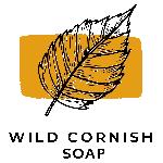Skeleton of a leaf on a burnt orange rectangular background showing logo of Wild Cornish Soap company